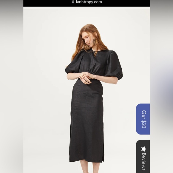 Lanthropy Dresses & Skirts - NWT Lanthropy  Linen Puff sleeve midi dress